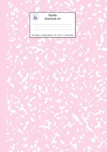 Marble Notebook A4: Pastel Pink College Ruled Journal
