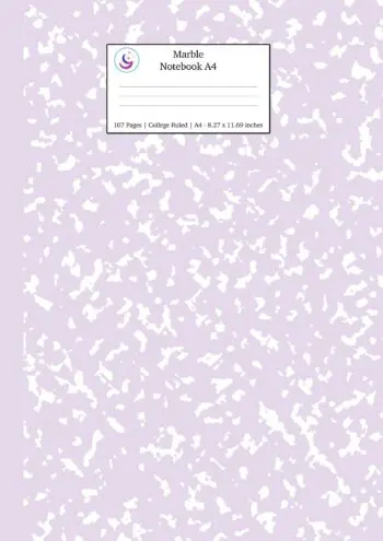 Marble Notebook A4: Lilac Purple College Ruled Journal