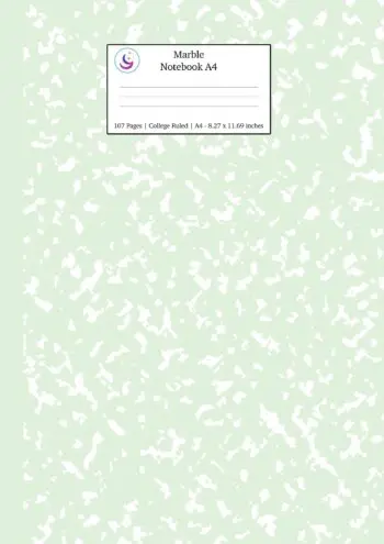 Marble Notebook A4: Mint Green College Ruled Journal