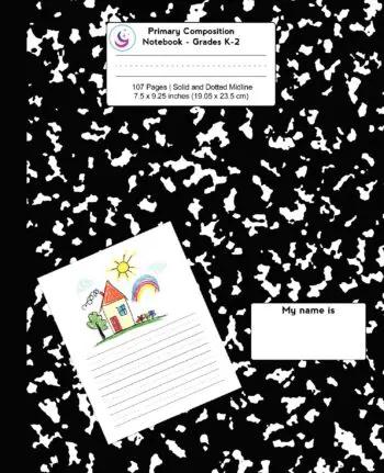Primary Composition Notebook: Black Marble, Grades K-2 Kindergarten Writing Journal