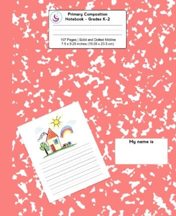 Primary Composition Notebook: Coral Pink Marble, Grades K-2 Kindergarten Writing Journal