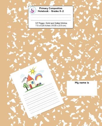 Primary Composition Notebook: Almond Brown Marble, Grades K-2 Kindergarten Writing Journal