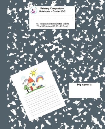 Primary Composition Notebook: Slate Gray Marble, Grades K-2 Kindergarten Writing Journal