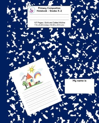 Primary Composition Notebook: Navy Blue Marble, Grades K-2 Kindergarten Writing Journal