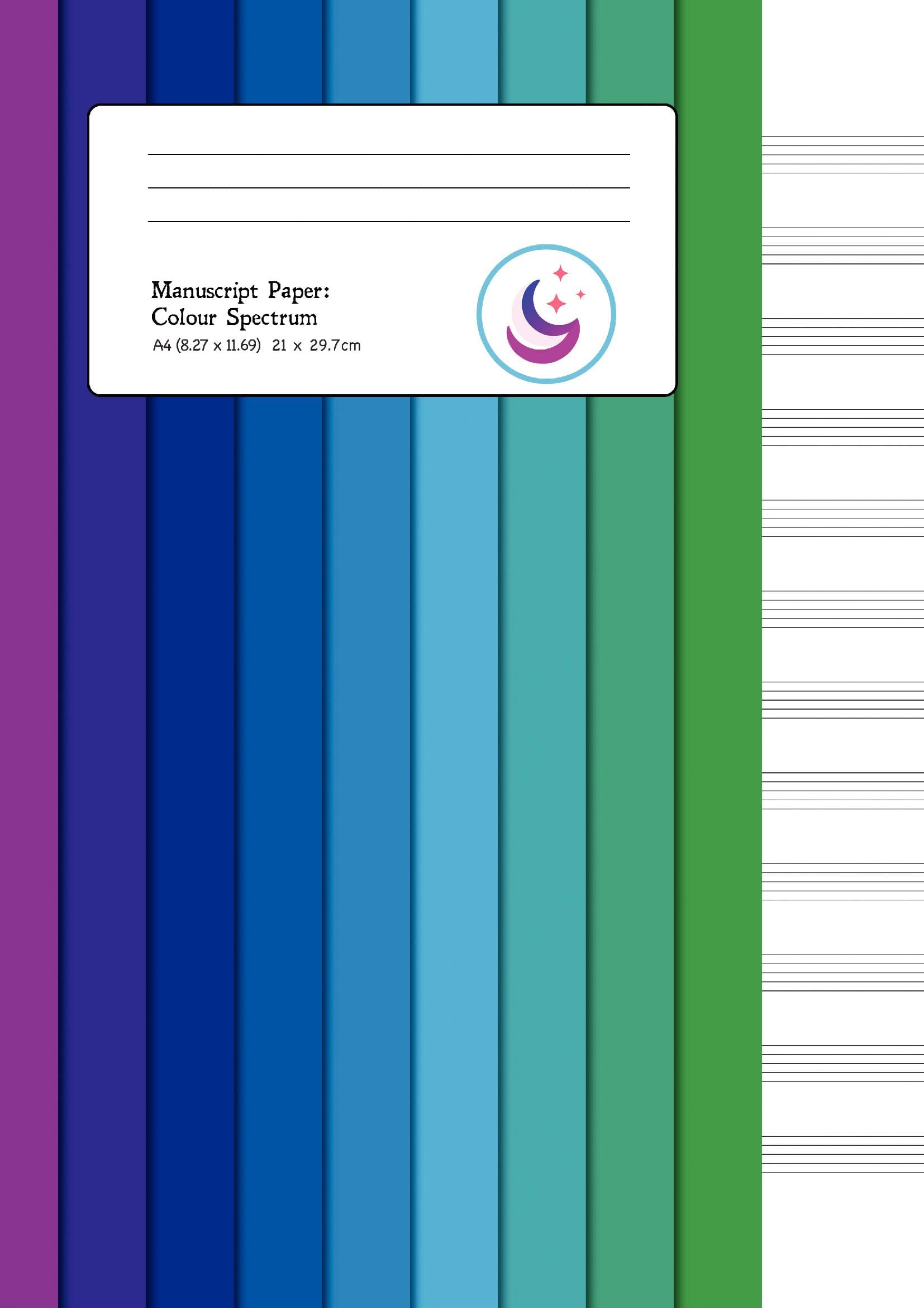 Manuscript Paper: Colour Spectrum | A4 Blank Sheet Music Spiral Notebook