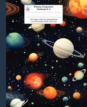 Primary Composition Notebook K-2: Solar System with Planets