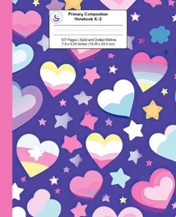 Primary Composition Notebook K-2: Cute Stars and Hearts