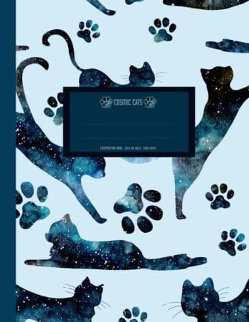 Cosmic Cats: Primary Handwriting Practice Paper Notebook (8.5x11 Perfect Bound)