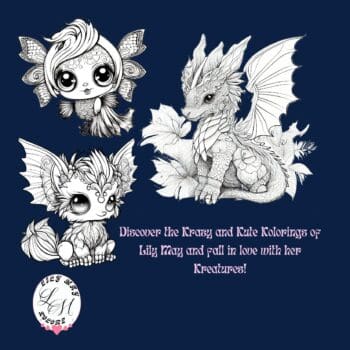 Fantasy Kreatures: A Spiral Coloring Book for Adults and Teens Kawaii Coloring Pages with Cute Dragons, Unicorns and Mythicals Animals