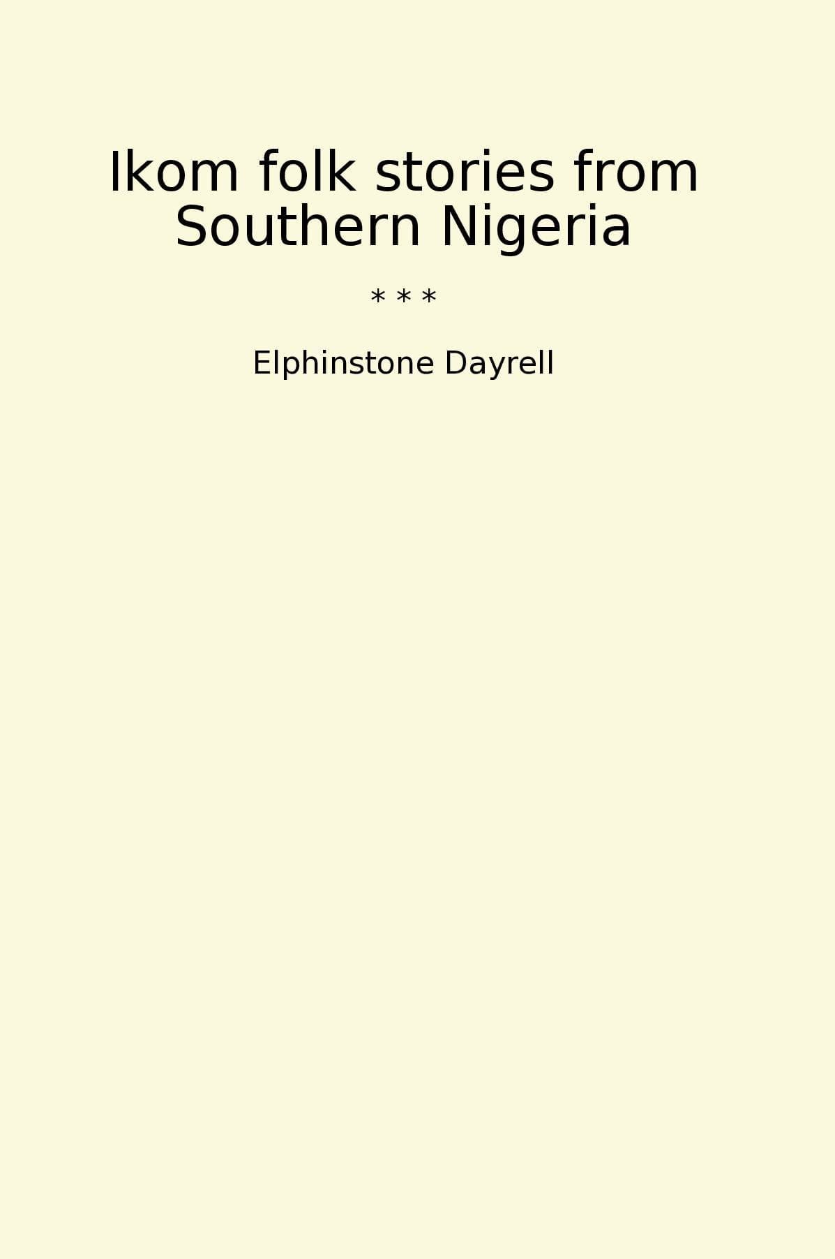 Ikom folk stories from Southern Nigeria