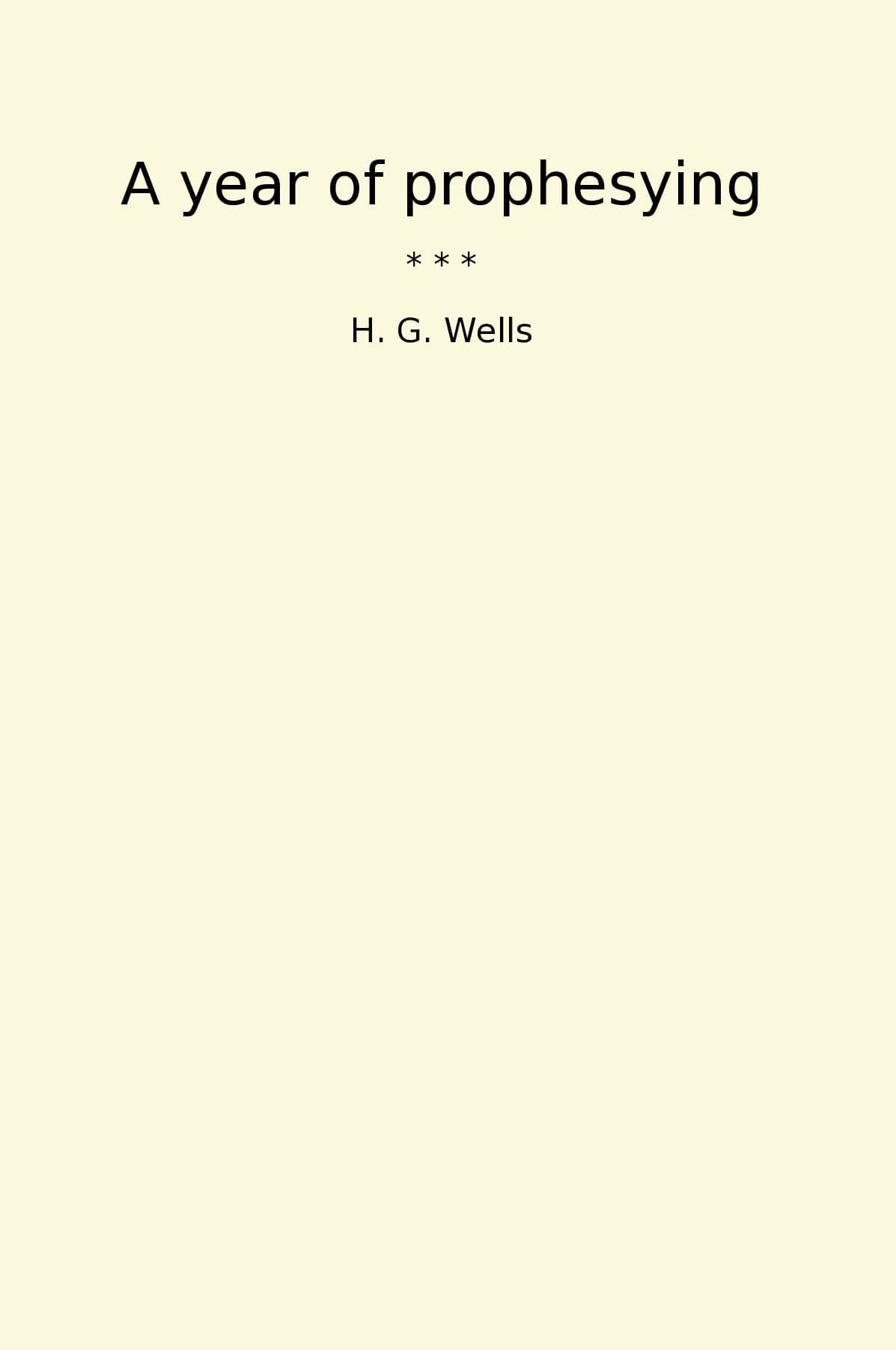 A year of prophesying