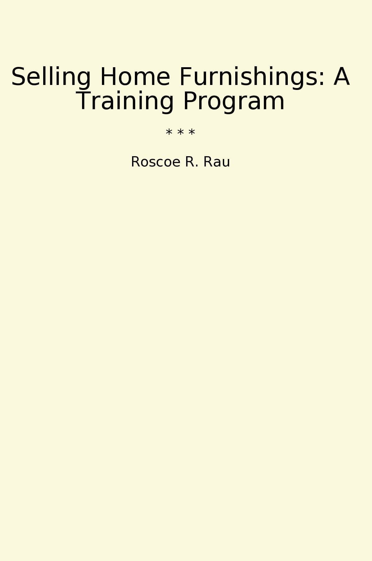 Selling Home Furnishings: A Training Program