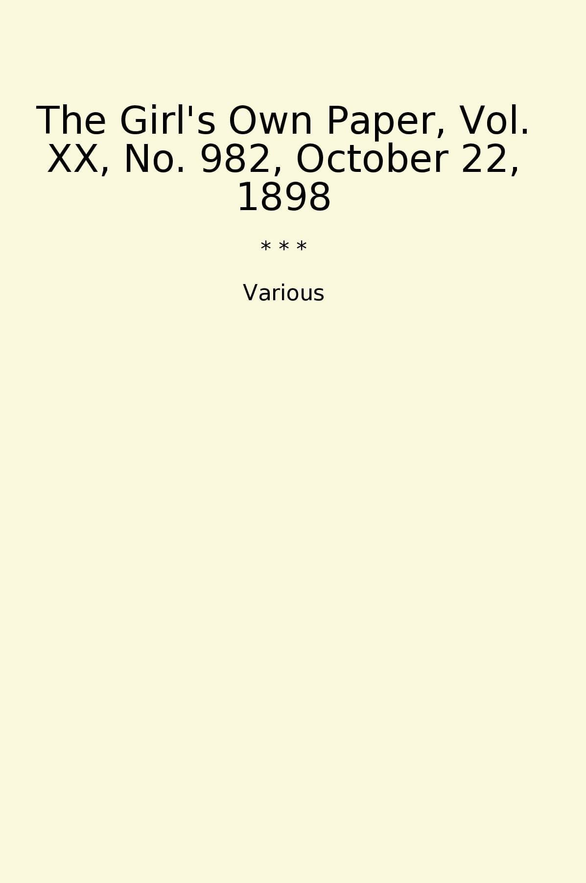 The Girl's Own Paper, Vol. XX, No. 982, October 22, 1898