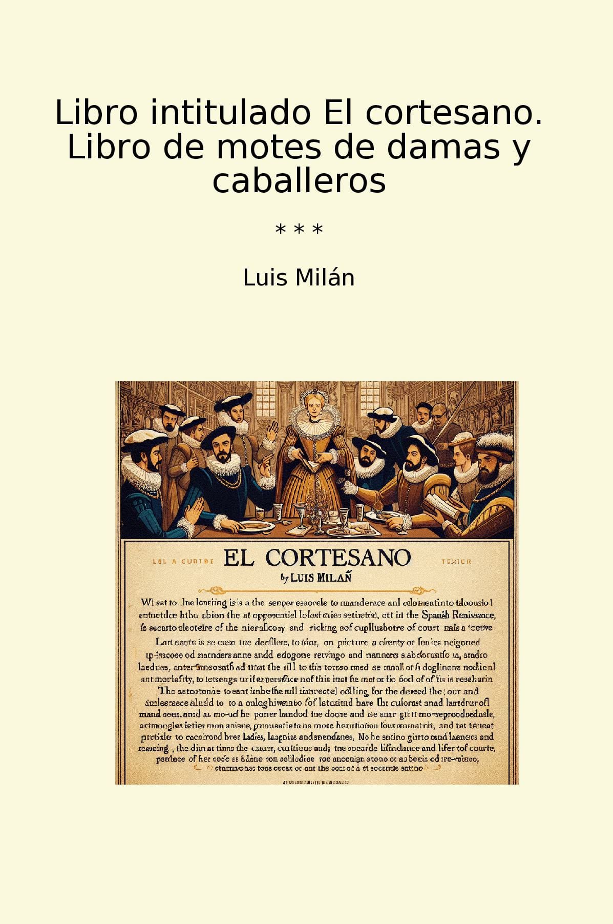 Libro intitulado El cortesano. Libro de motes de damas y caballeros