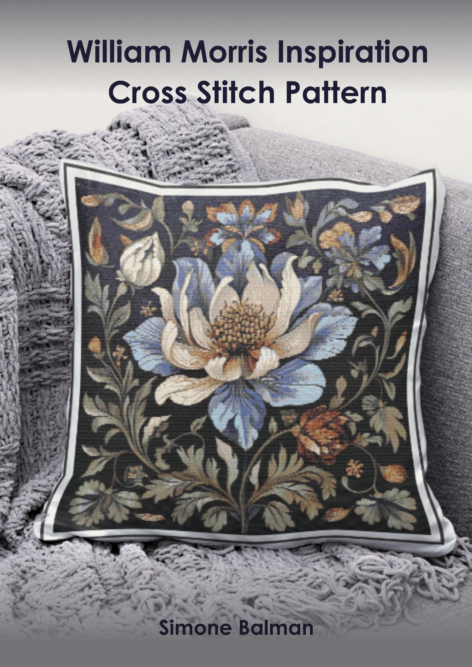 William Morris Blue Flower Cross Stitch Pattern