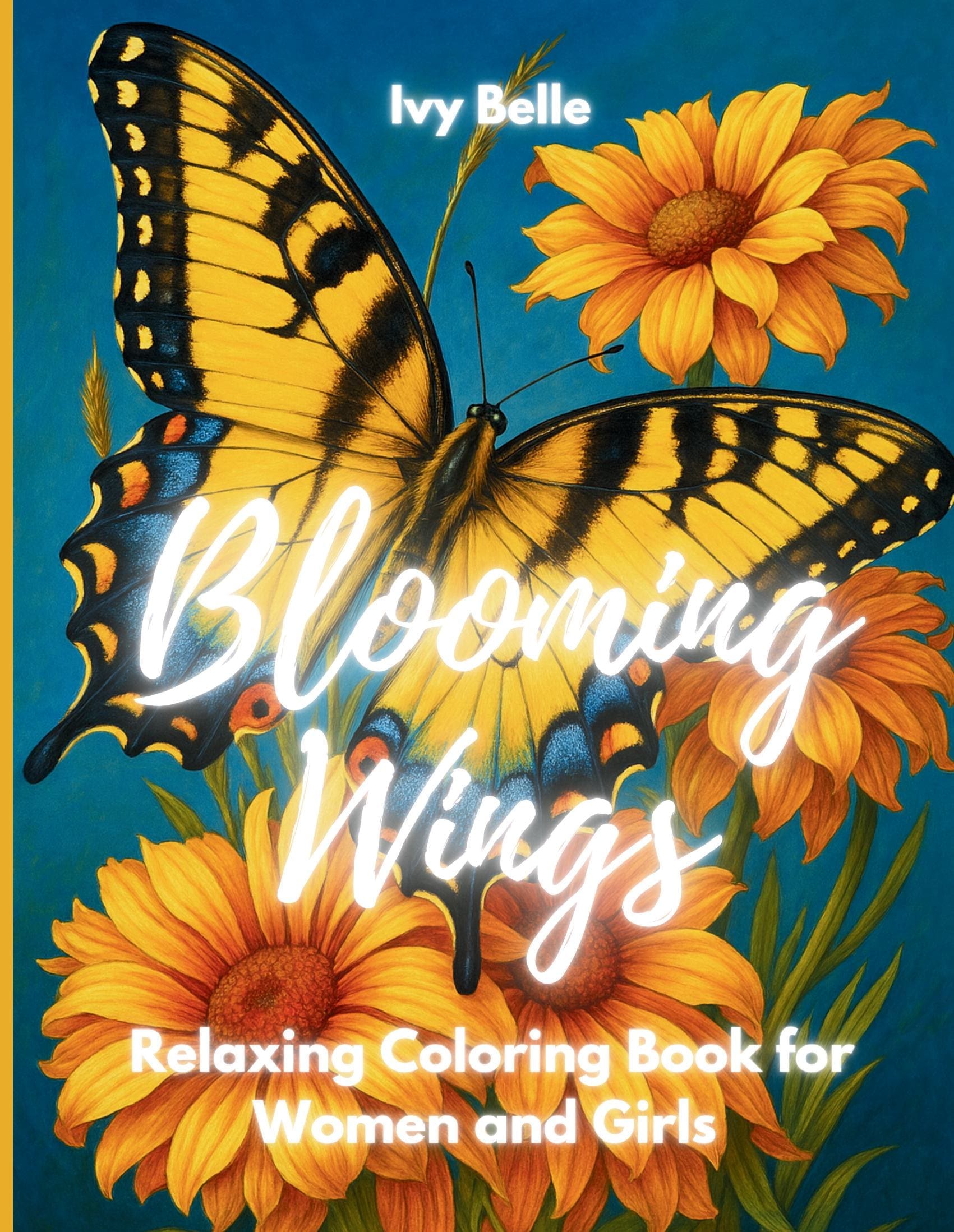 Blooming Wings: Relaxing Coloring Book for Women and Girlsand