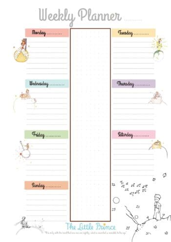 The Little Prince A4 Weekly Planner, Without Fixed Dates - 60 Sheets/120 Pages, Beautiful Desk Planner, Family Calendar, Friends Gift - Quotes in English, French, Italian, German, Spanish, Portuguese