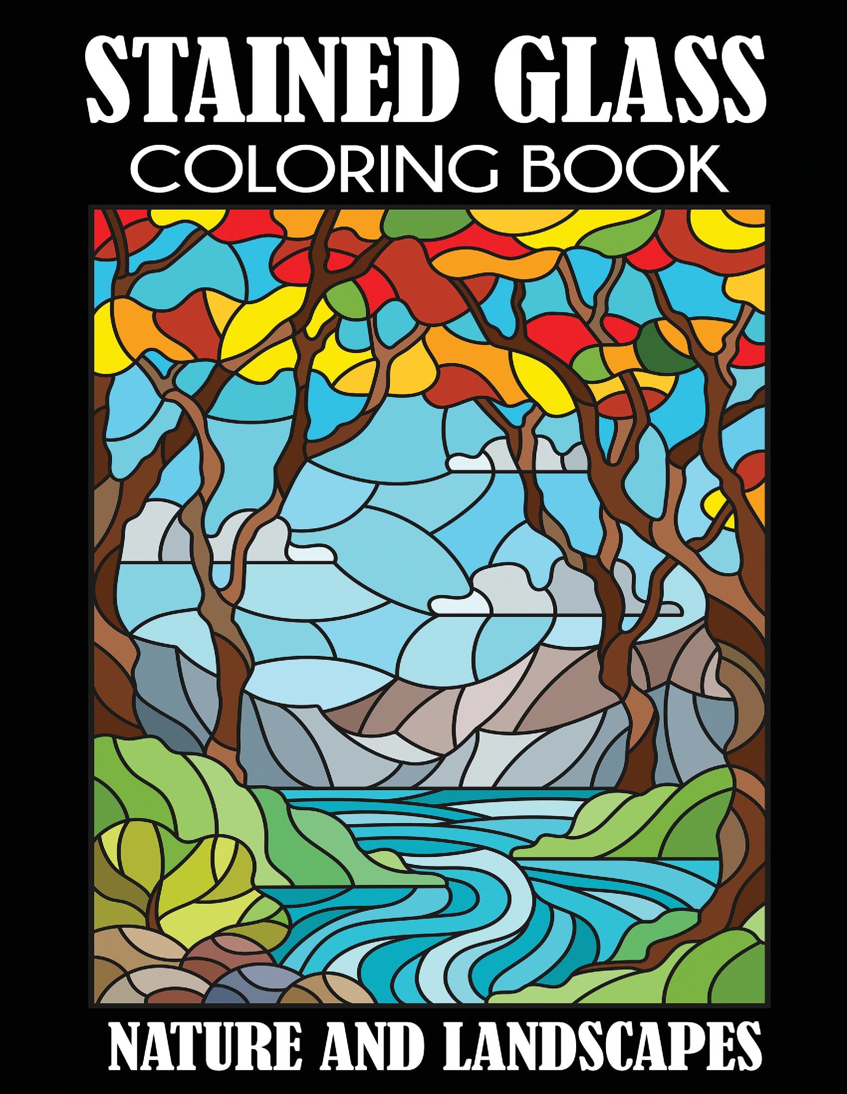 Stained Glass Coloring Book: Nature and Landscapes