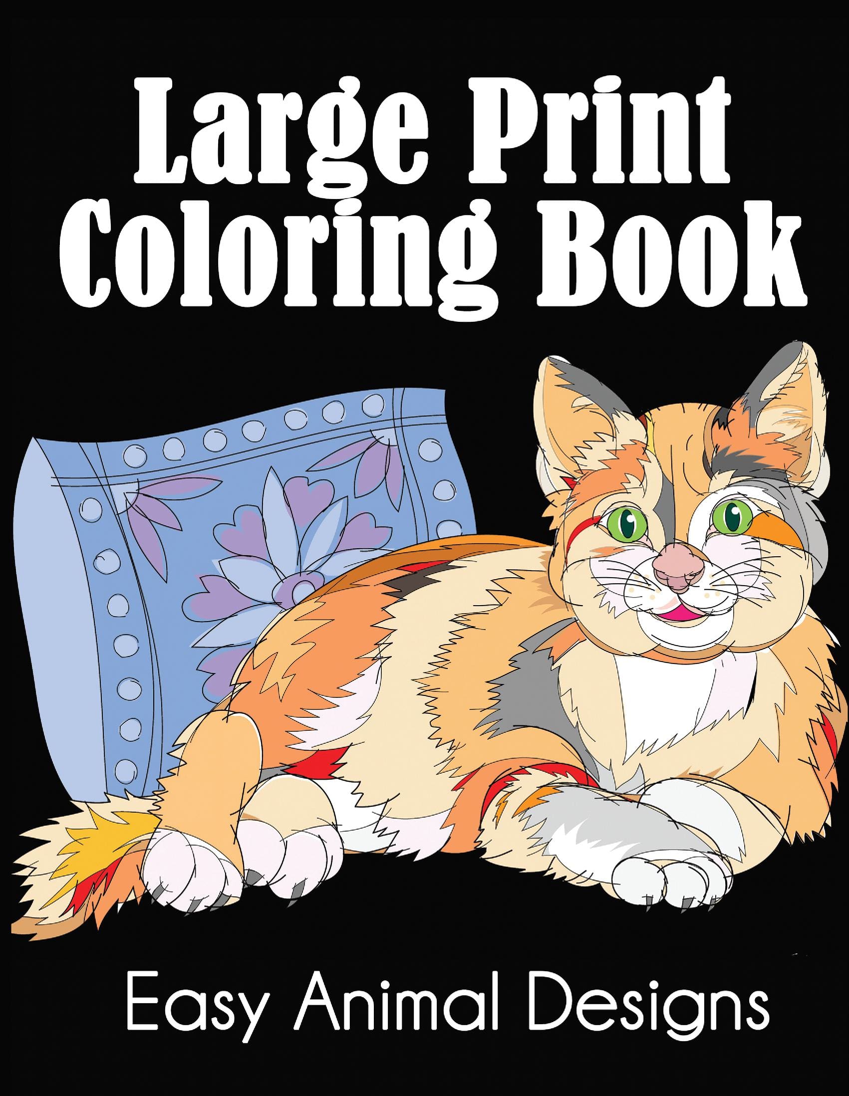 Large Print Coloring Book: Easy Animal Designs