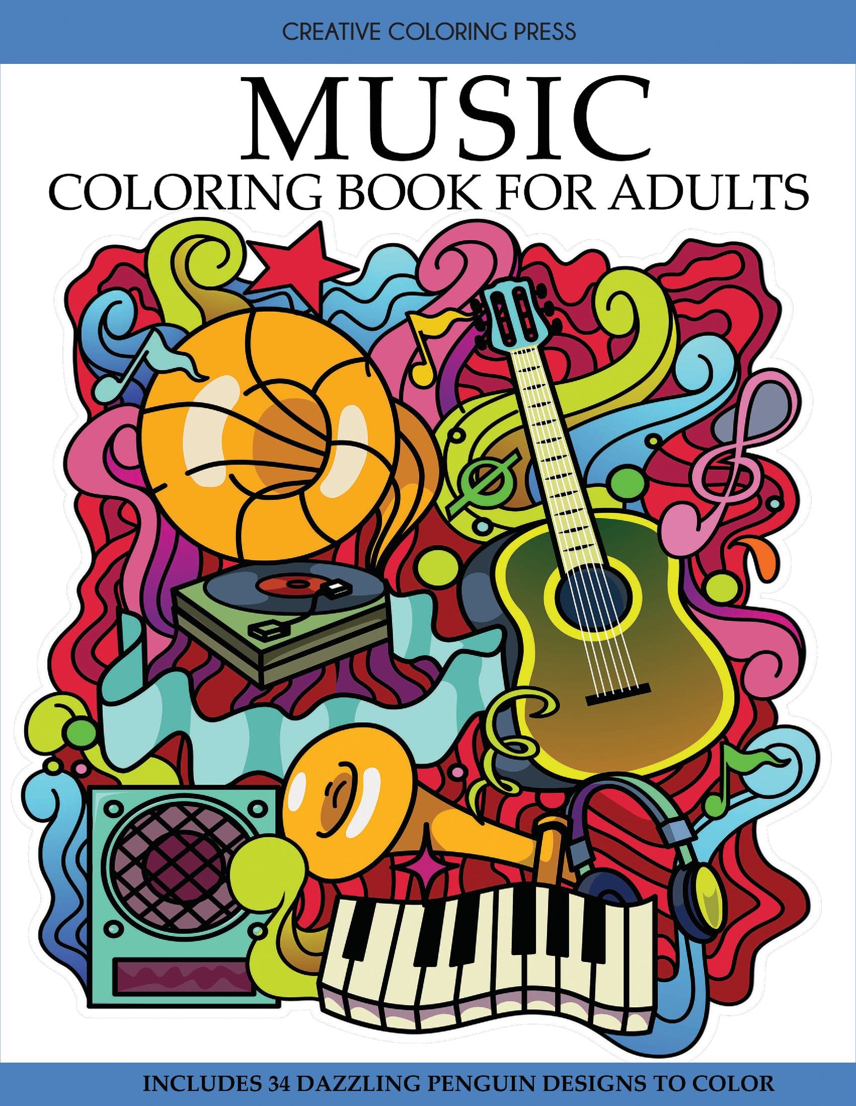Music Coloring Book for Adults: Includes 50 Dazzling Musical Designs to Color