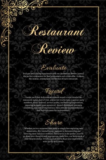 Restaurant Journal: Capture Your Culinary Adventures and Impressions, Comprehensive Review Logbook for Foodies