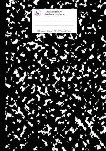 Black Marble A4 Notebook Hardback, Casebound, Ruled