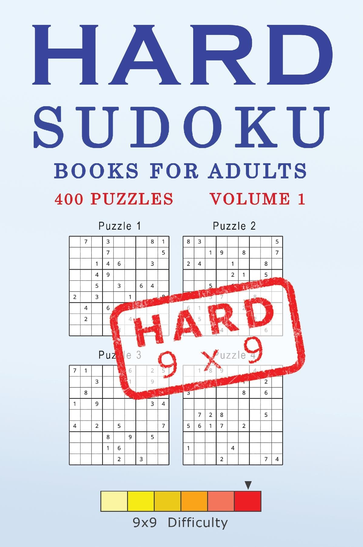 Hard Sudoku Books for Adults, 9x9