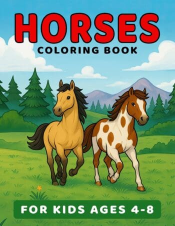 Horses Coloring Book for Kids Ages 4-8