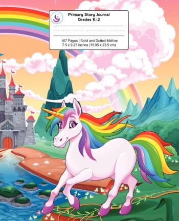 Primary Story Journal: Rainbow Unicorn, Handwriting Practice Paper