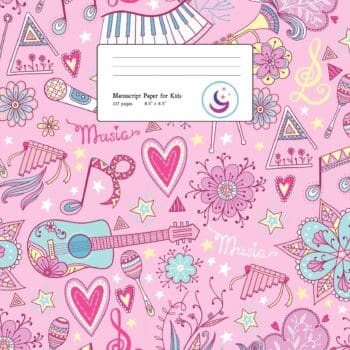 Music Manuscript Book: Girls Musical Instruments, Large Kids Stave Paper