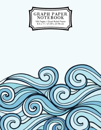Graph Paper Notebook: Blue Waves Drawing| Grid Paper Composition Notebook, Graphing Paper, Quad Ruled