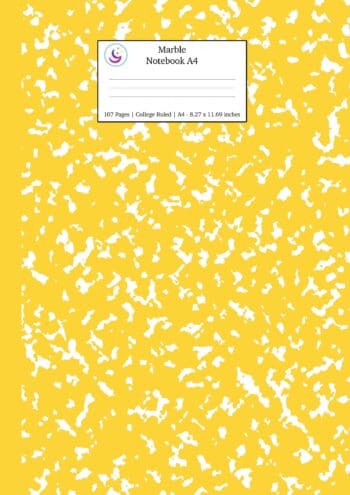 Marble Notebook A4: Yellow Marble College Ruled Journal