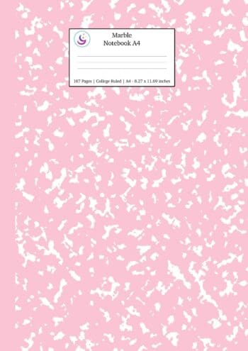 Marble Notebook A4: Pink Marble College Ruled Journal