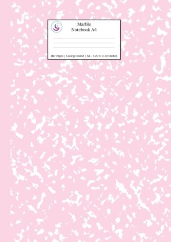 Marble Notebook A4: Pastel Pink College Ruled Journal