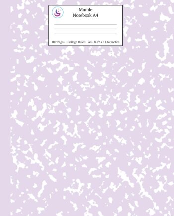 Marble Notebook A4: Lilac Purple College Ruled Journal