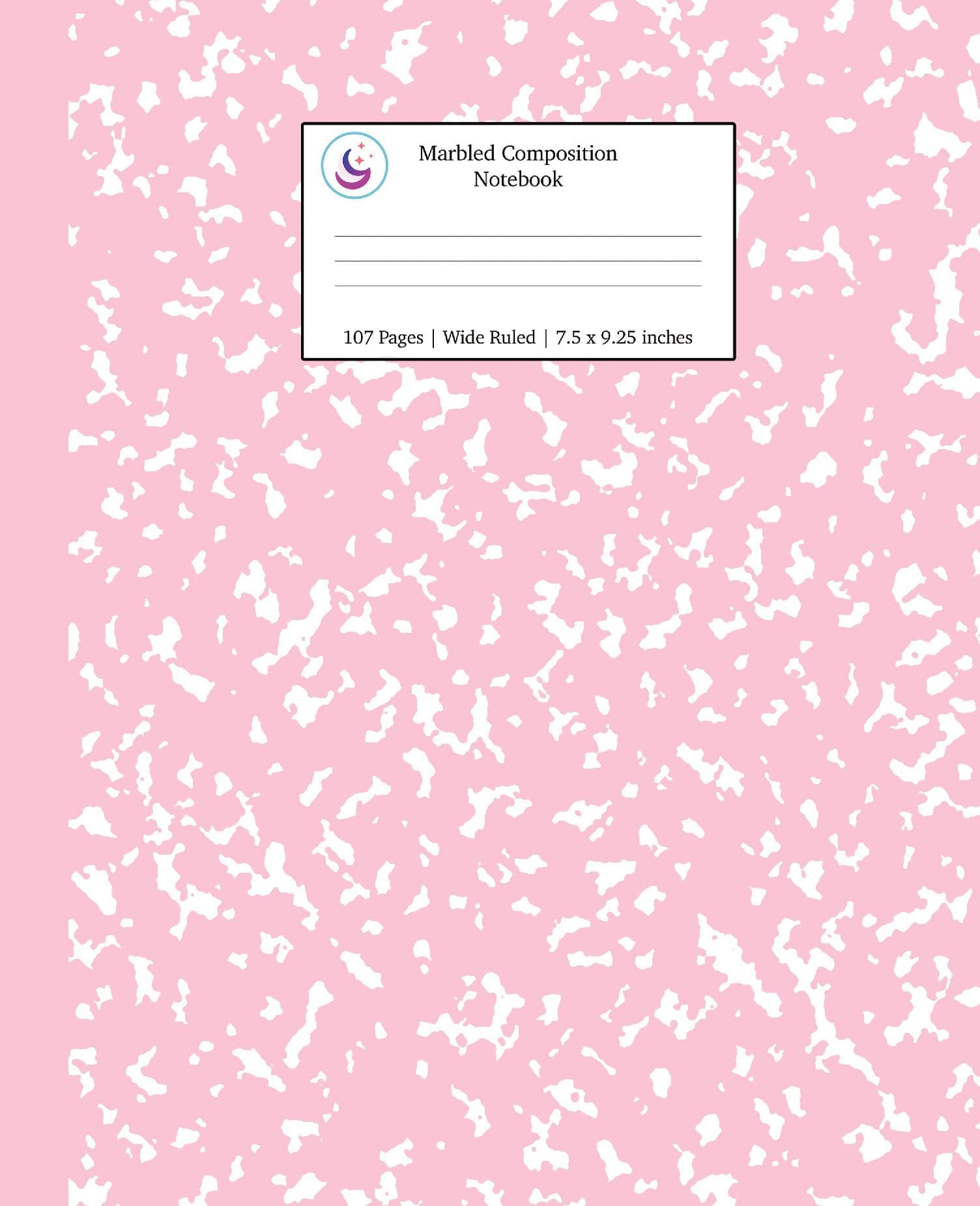 Marbled Composition Notebook: Pink Marble Wide Ruled Paper Subject Book