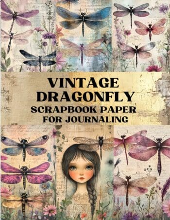 Vintage Dragonfly Scrapbook Paper