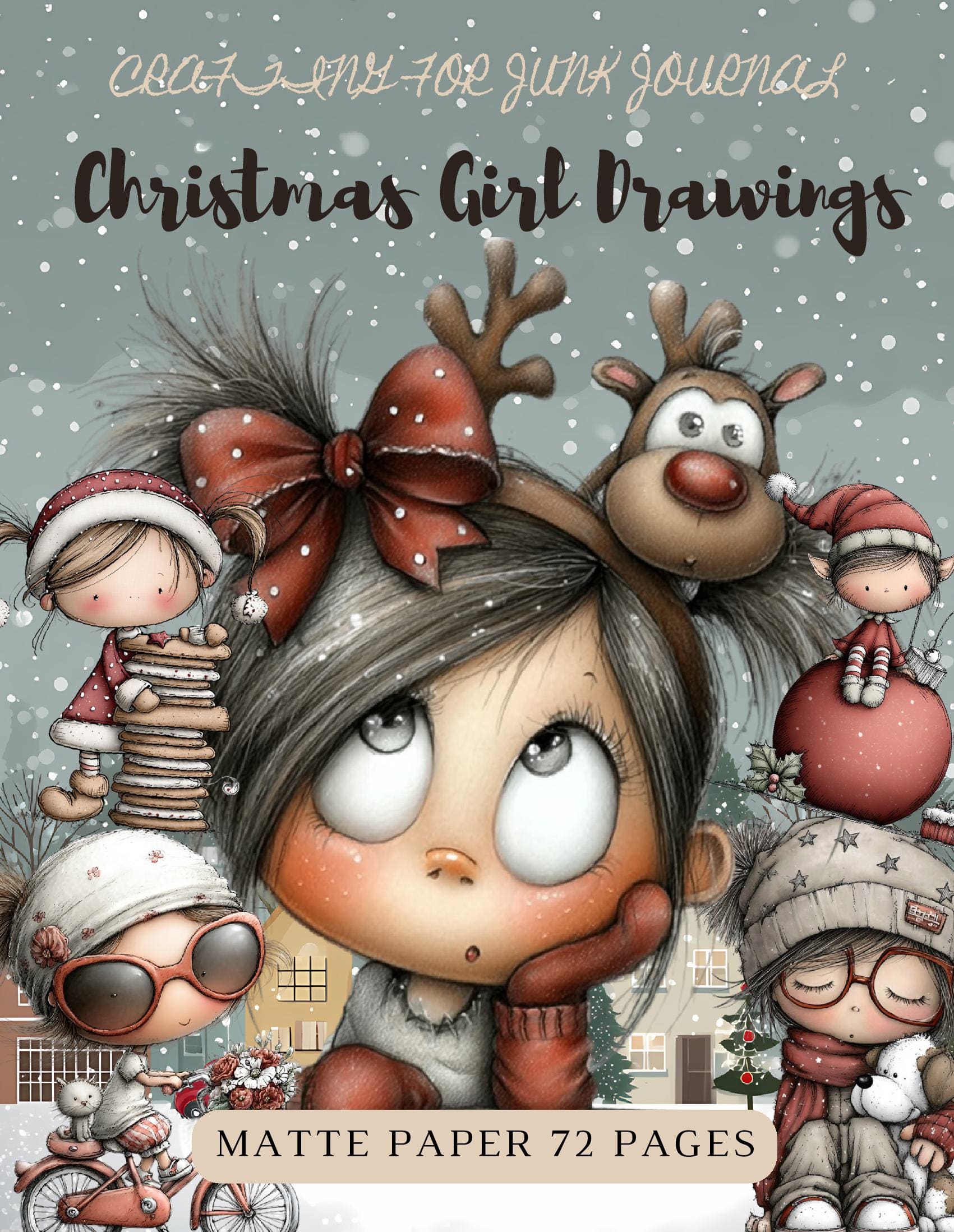 Crafting for Junk Journals Christmas Girl Drawings Ephemera Book