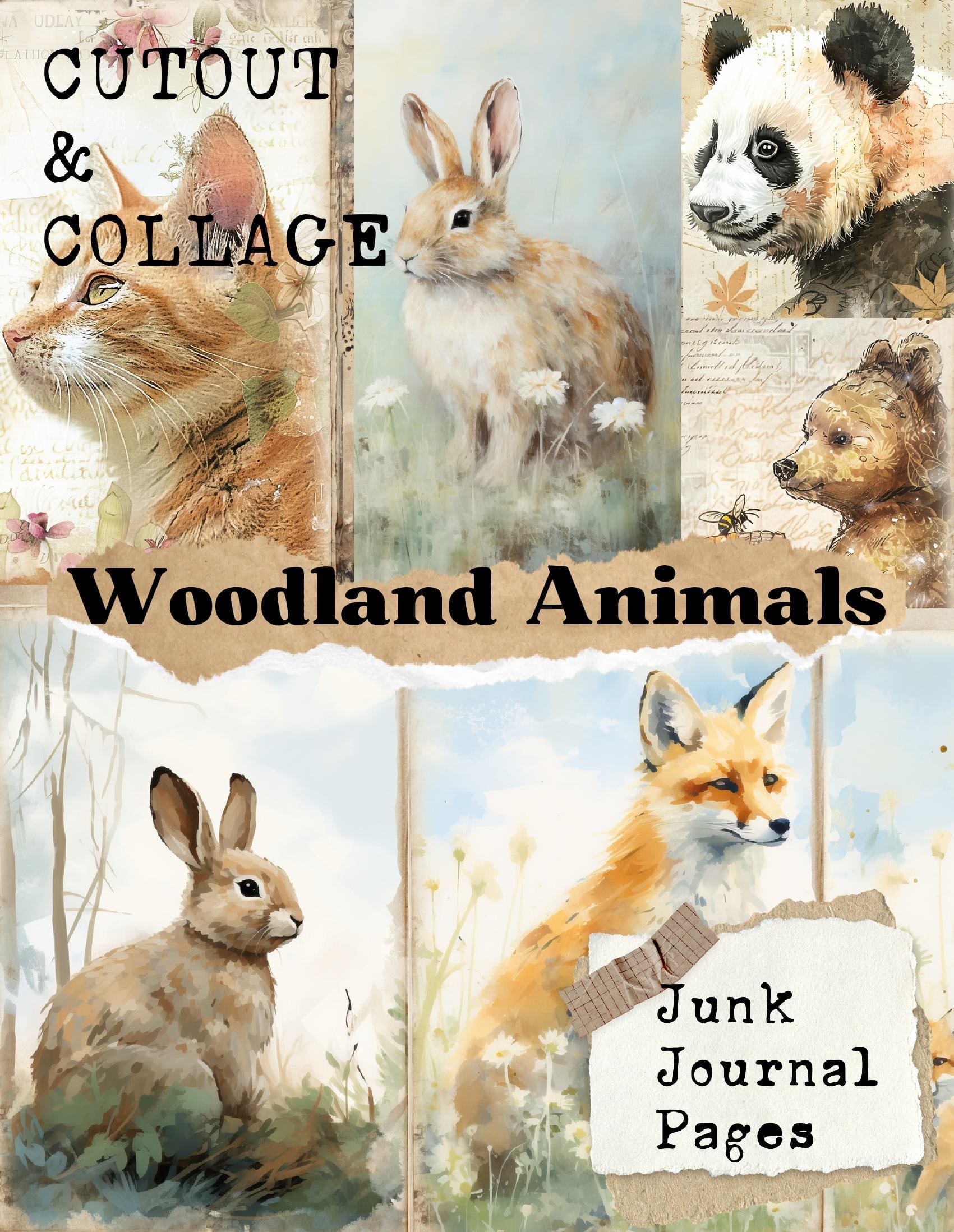 Cutout and Collage Woodland Animals Scrapbook Paper