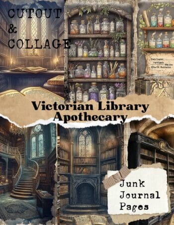 Cutout and Collage Victorian Library Apothecary Scrapbook Paper