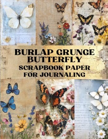 Burlap Grunge Butterfly Scrapbook Paper