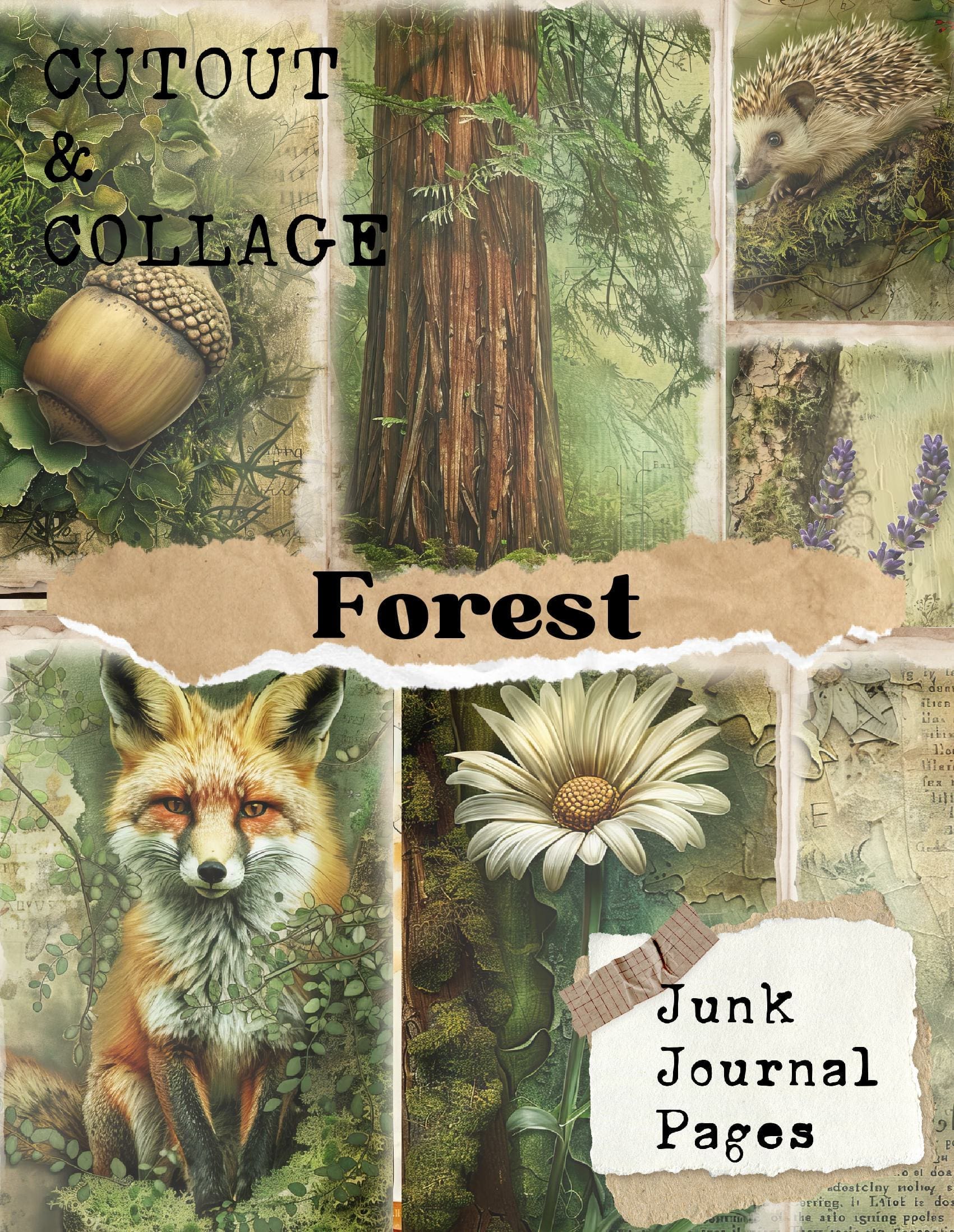 Cutout and Collage Forest Scrapbook Paper