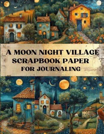 A Moon Night Village Scrapbook Paper