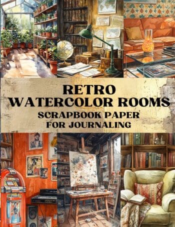 Retro Watercolor Rooms Scrapbook Paper