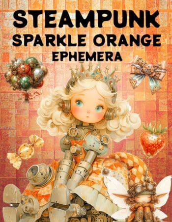 Steampunk Sparkle Orange Ephemera Book