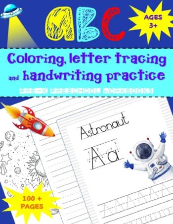 ABC Coloring Letter Tracing Preschool Workbook - Blue Outer Space Rocket Astronaut