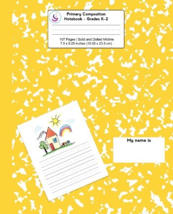 Primary Composition Notebook: Yellow Marble, Grades K-2 Kindergarten Writing Journal