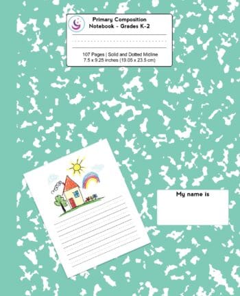 Primary Composition Notebook: Turquoise Marble, Grades K-2 Kindergarten Writing Journal