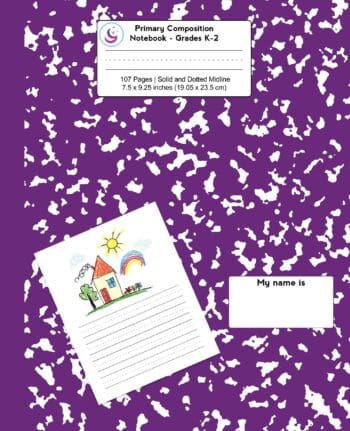 Primary Composition Notebook: Purple Marble, Grades K-2 Kindergarten Writing Journal