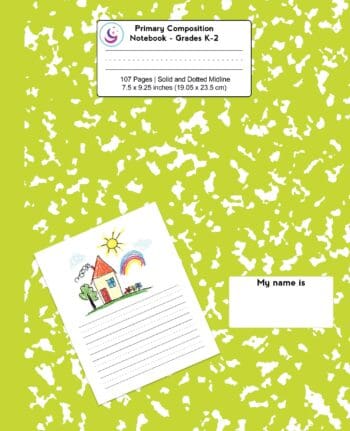 Primary Composition Notebook: Green Marble, Grades K-2 Kindergarten Writing Journal